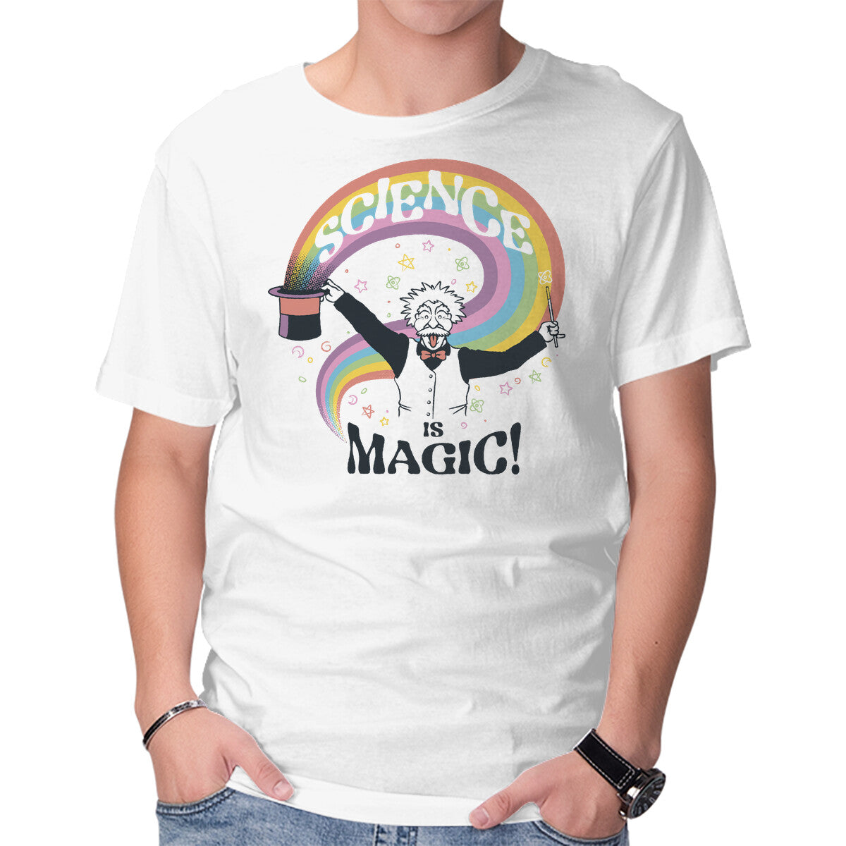 Unisex Crew Neck T-Shirt Science Is Magic Einstein Graphic Short Sleeve Casual Tee XXXL
