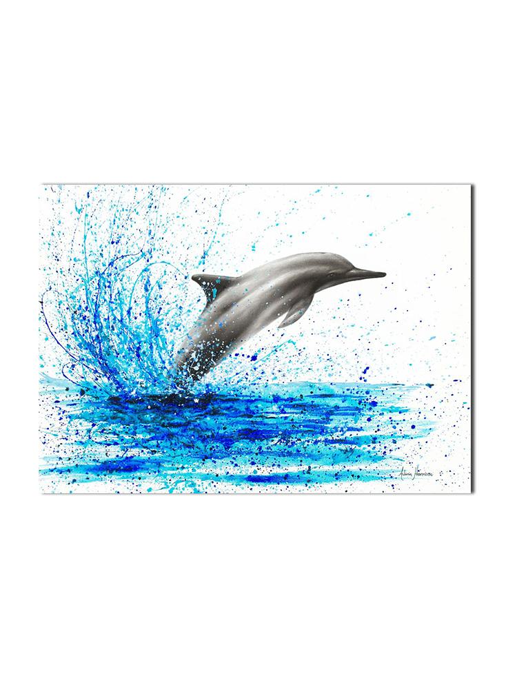 Abstract Ocean Animals Posters Canvas Painting Dancing Marlin Dolphin Fish Wall Picture Minimalist Print Livinig Room Home Decor