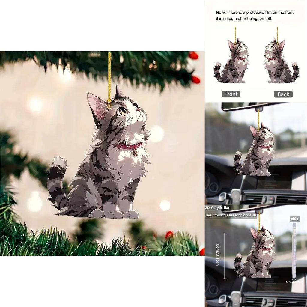 Adorable Acrylic Cat Pendant For Car Interior Decoration Cute Cartoon Style