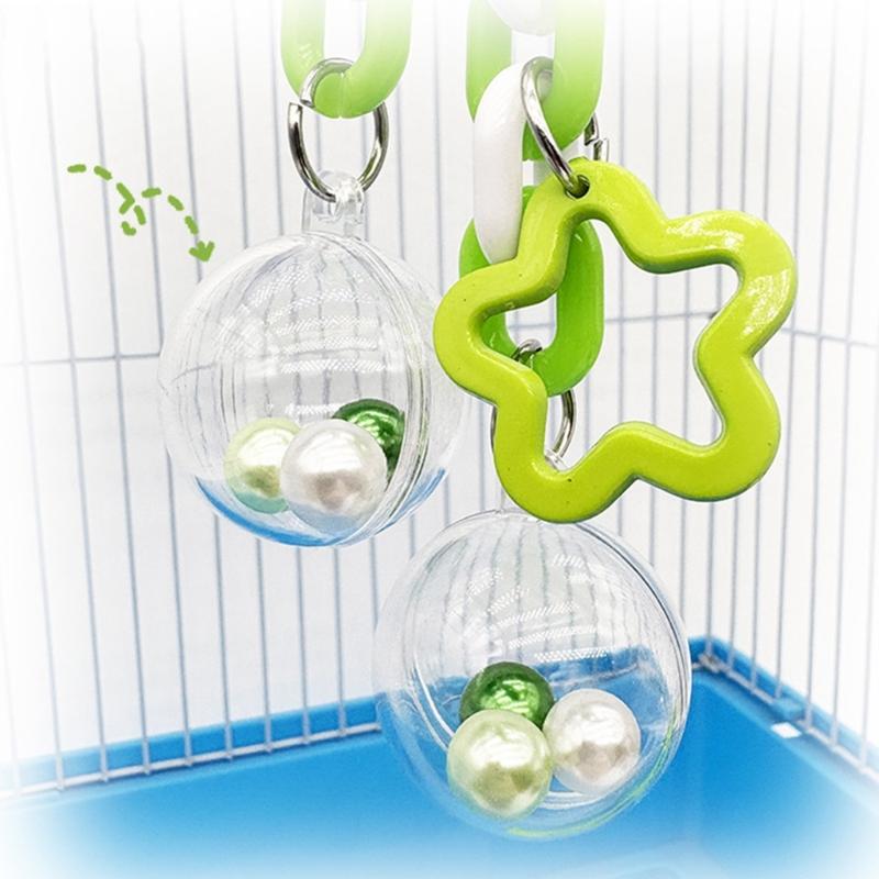 Interactive Bird Toy Transparent Chewing Ball Exercise Toy With Bright Color Beads For Small Pet Parrots Entertainment