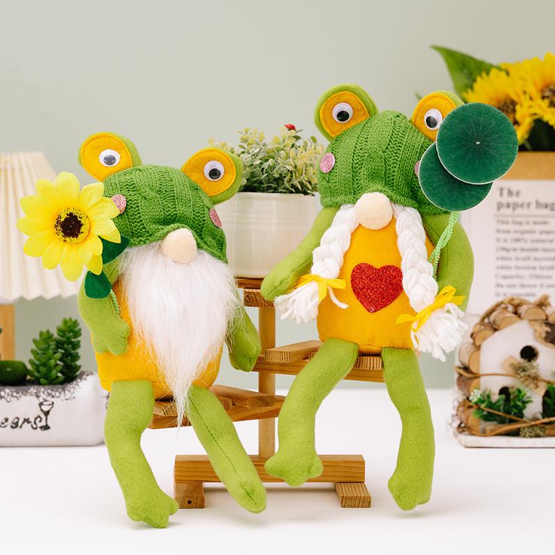 Green Playful Frog Gnome Ornaments For Spring Themed Decor Cute And Design Fun