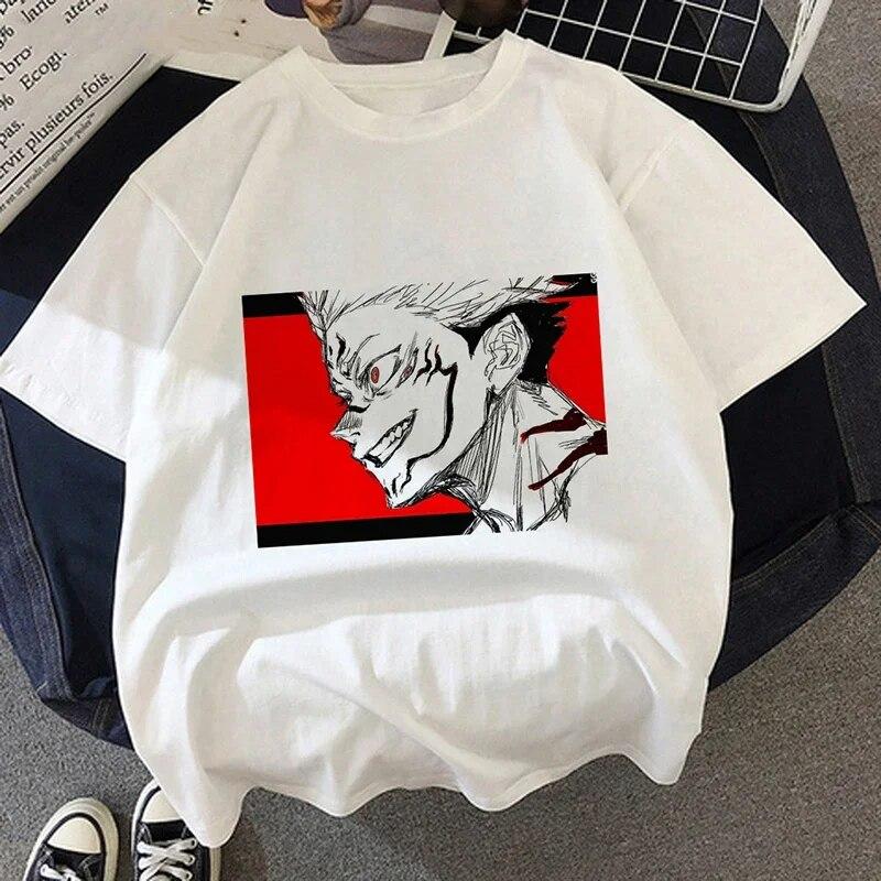 Jujutsu Kaisen T-Shirt Neue japanische Anime Unisex Kawaii Sommer Tops Yuji Itadori Graphic Tees Ulzzang Lose Cartoon Unisex Unisex T-Shirt