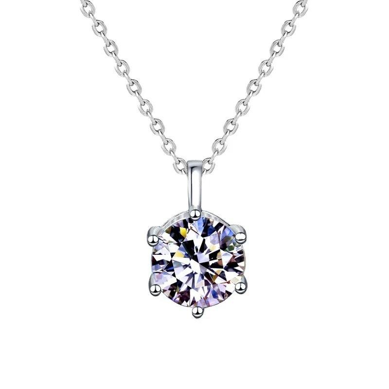 s925 Sterling Silver 2 Carat Moissanite Diamond Pendant Women's Necklace Fashion Minimalist Collar Necklace Jewelry Gift