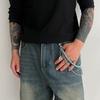 Ingemark Y2K Trendy Blue Stone Bead Jeans Pants Chain For Men Women Hip Hop Punk Double Layer Keychains Bag Accesories Jewelry