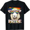 Rainbow Sheep Pride T-Shirt LGBTQ Flag Cool Animal Graphic Tee Casual Cotton Short Sleeve