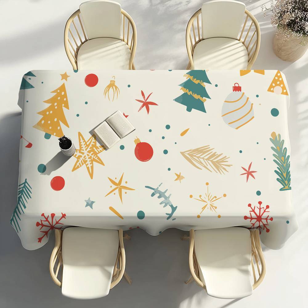 Christmas Pattern Design Table Cloth Party Decor Dining Room Home Kitchen Patios Waterproof Stain-Proof Table Cloth