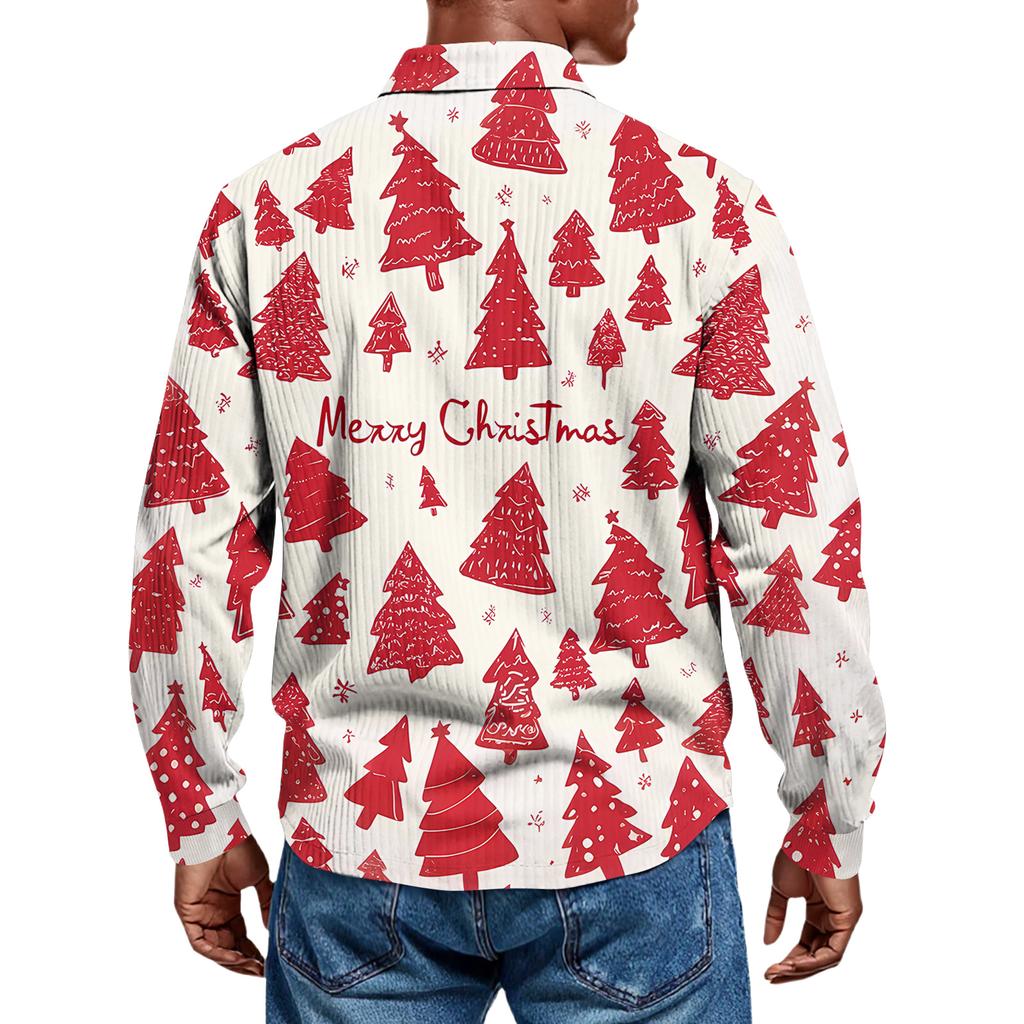 Men's Casual Style Solid Color Loose  Shirt Long-sleeved Top