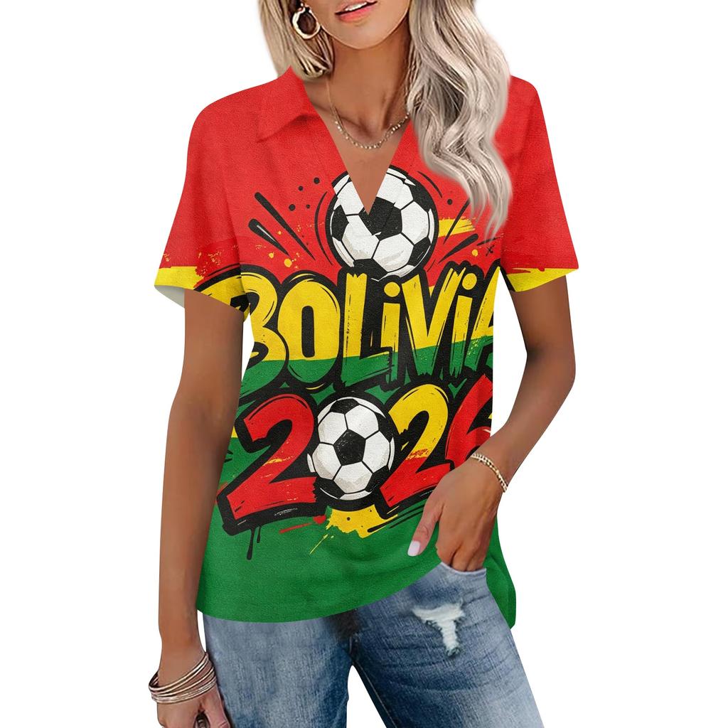 Women's Casual V Neck Short Sleeve Top with Printed Graphic Pattern Lightweight Comfortable Fit for Daily Wear