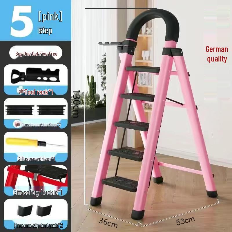 Multi-Functional Carbon Steel Folding A-Frame Telescopic Step Ladder for Indoor Use