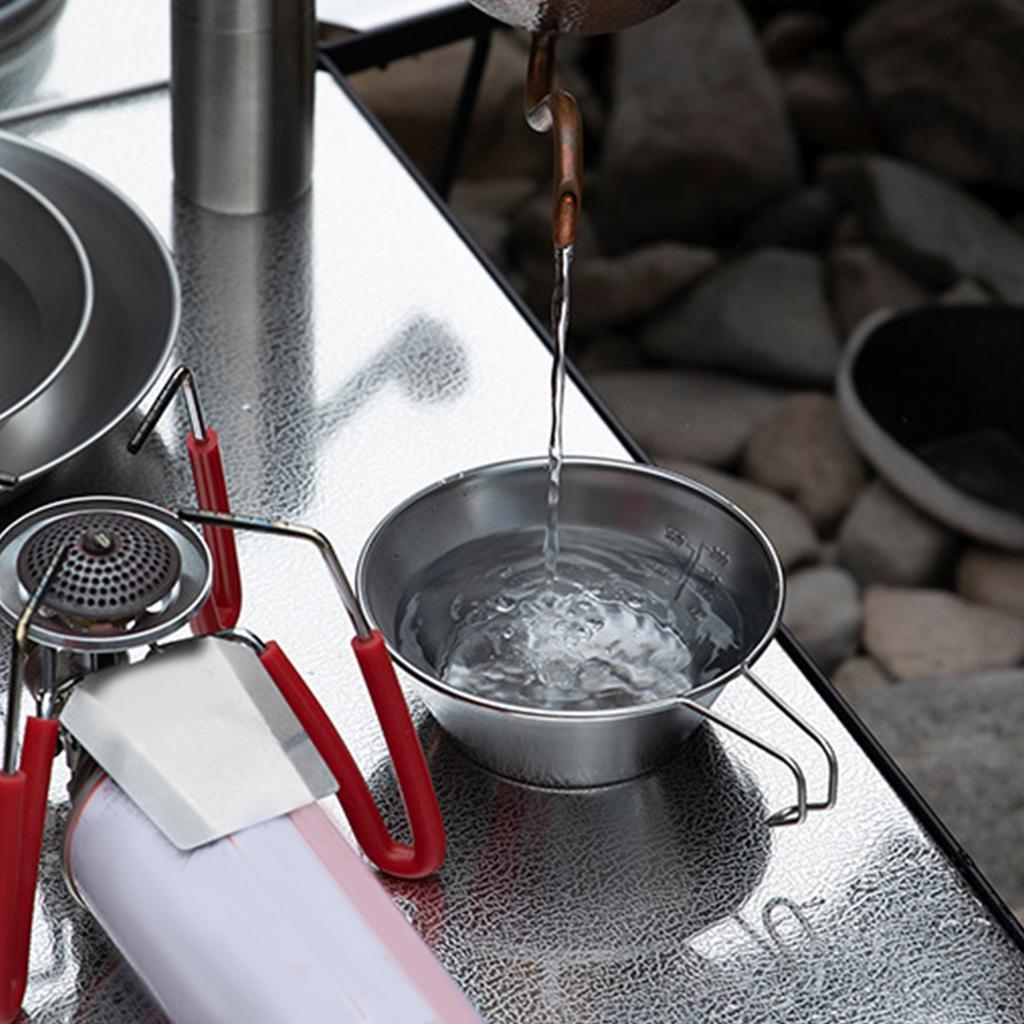 Stainless Steel Camping Sierra Cup Stackable Portable Stainless Steel Sierra Cup with Scale and Handle 310ml