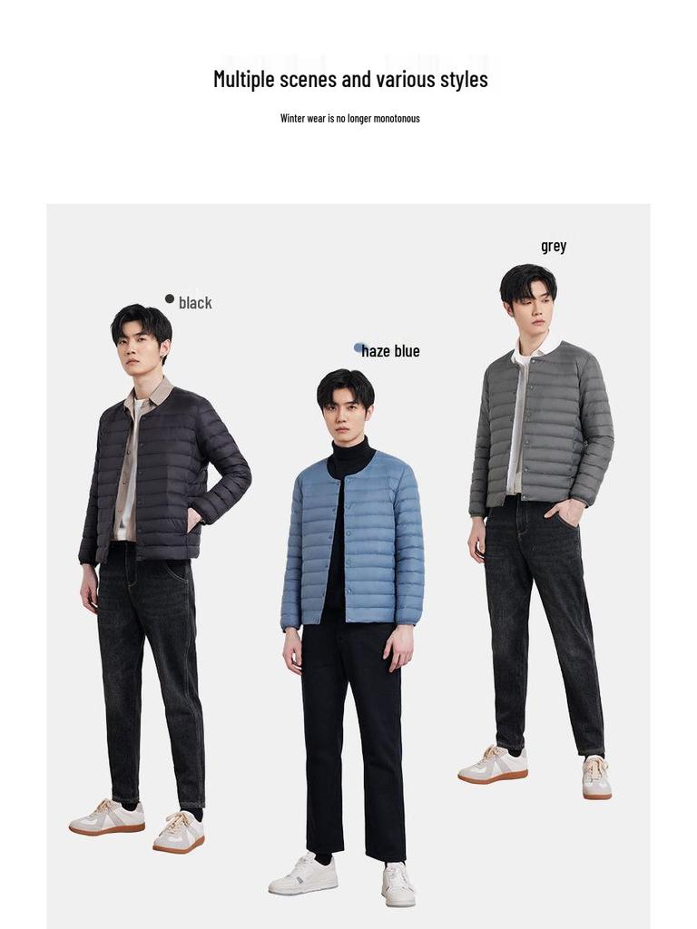 Men's Lightweight Round Neck Down Jacket - 2025 Autumn/Winter Collection