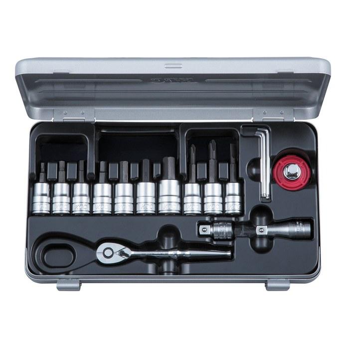 [Kyoto Machine Tools] 9.5sq. Short Hexagon Bit Socket Wrench Set TBT3S17HX Silver/Black