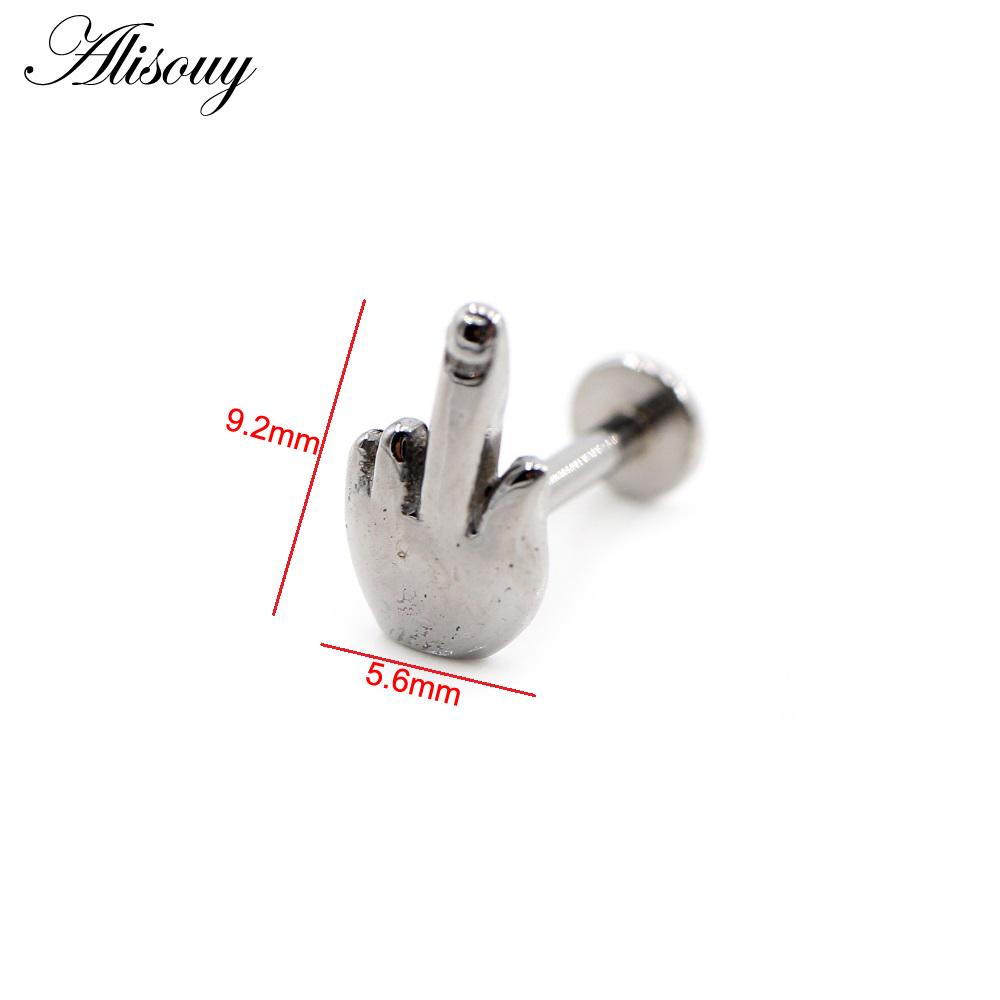 Alisouy 1 Stück Edelstahl Stern Mond Kreuz Schlange Totenkopf Tragus Helix Bar Labret Lippenring Knorpel Ohr Ohrring Piercing Schmuck