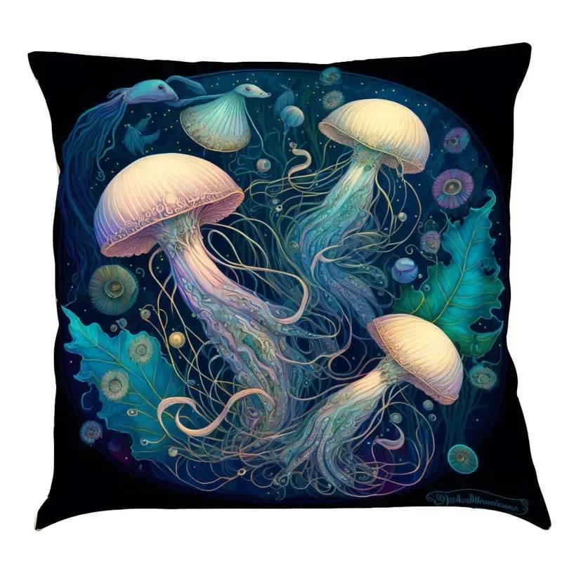 Luxury Home Decoration Pillowcase Car Living Room Sofa Cushion Cover Marine Life Painting Pattern Cushion Cover