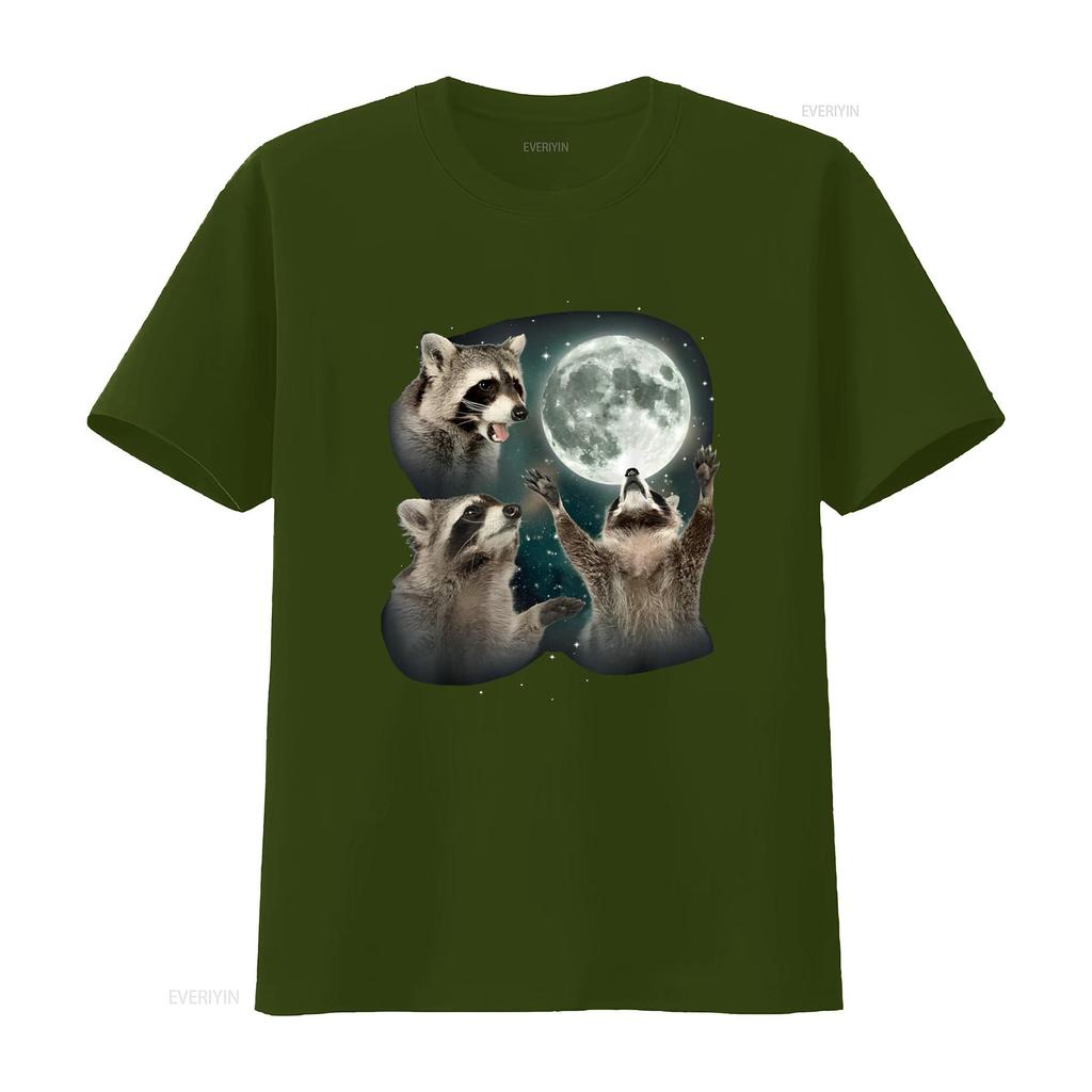Raccoon T Shirt 3 Racoons Howling At Moon Funny Weird Cursed vintage Washed Slightly Comfortable Stretched