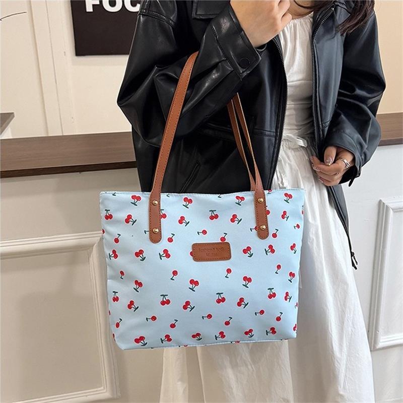 Sweet Cherry Print Shoulder Bag Large Capacity Trendy Women'S Handbag Tote Underarm Bag  Travel Storage Bag Birthday Gift