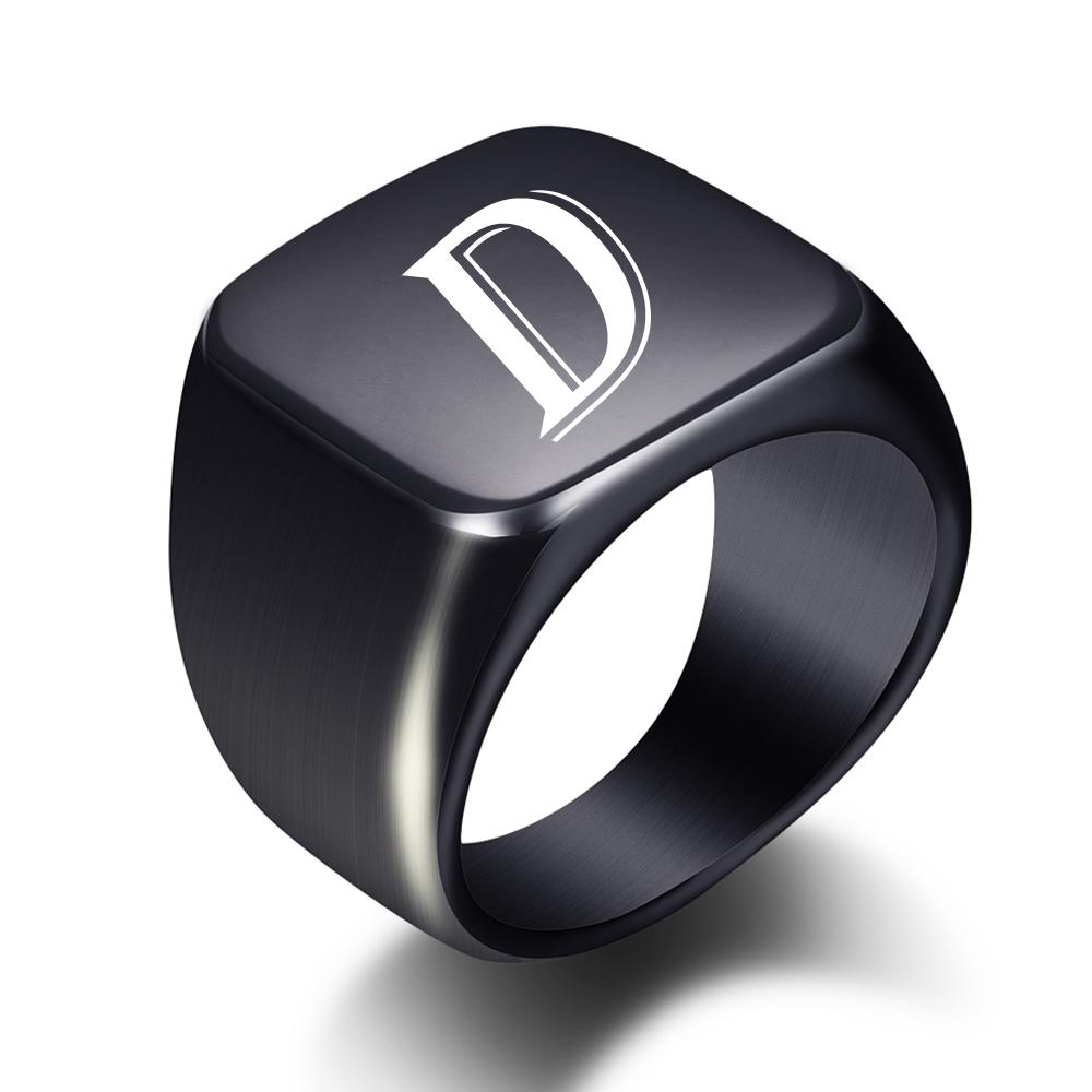 2025 Minimalist 26-Letter Smooth Titanium Steel Ring, Stainless Steel, 18MM Wide, Unisex