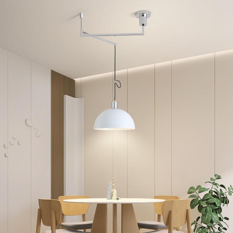 Bauhaus Restaurant Pendant Light with Adjustable Swing Arm Single Chandelier Nordic Modern Kitchen Board Iron Art LED Luster