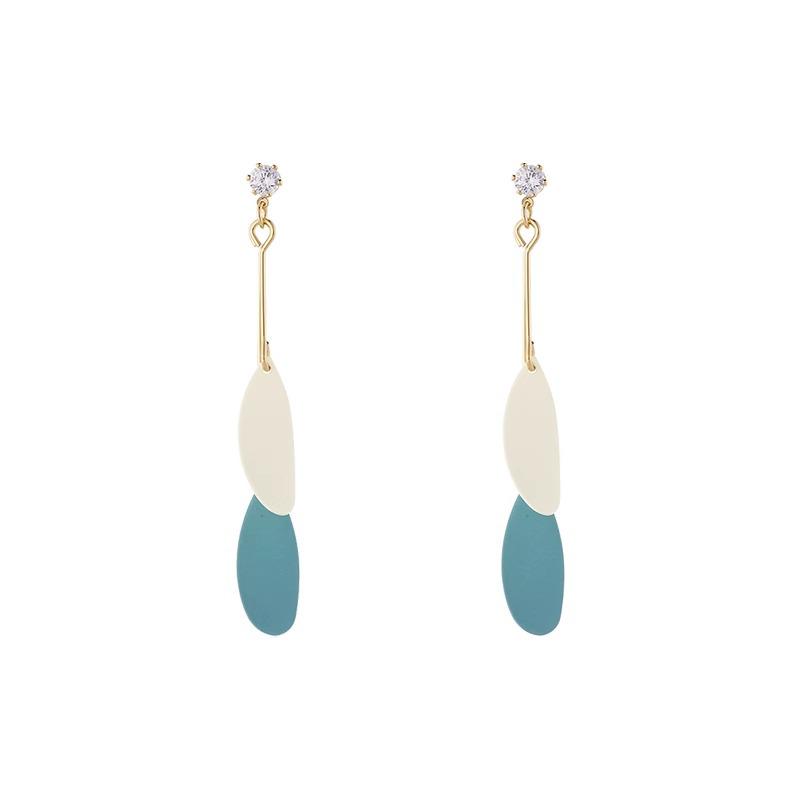 Damen Einzigartige Blaue Schlankmachende Blatt-Ohrringe - Clip-On-Stil, Kein Piercing Erforderlich