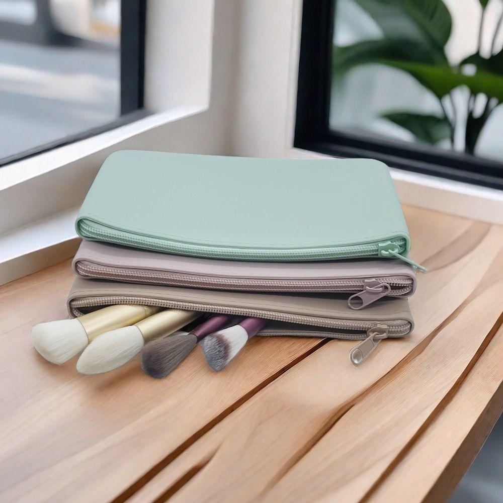 Silicone Organizer Cosmetic Bag Smooth Zipper Travel Pouch INS Style Lipstick Storage Bag  Students