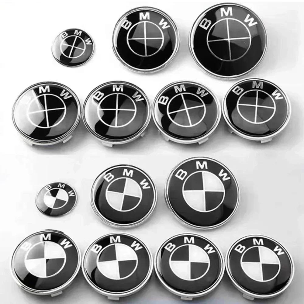 7Pcs front and rear car logos hub center cover steering wheel sticker for bmw E12 E28 E34 E39 E60 E61 F10 F11 F07 G26 E12 E28