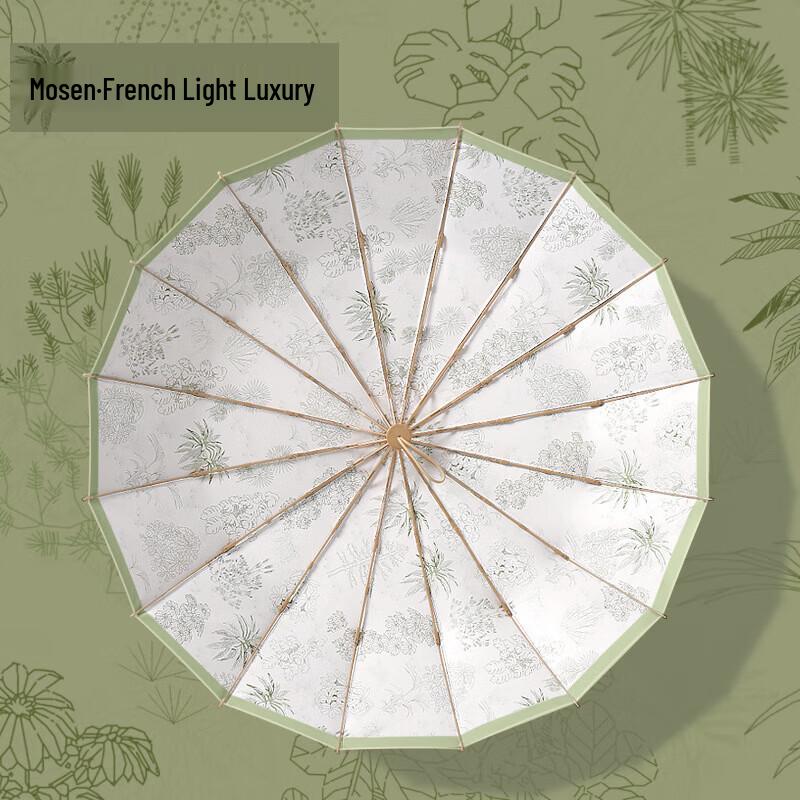 XU QING 16-Rib Three-Fold Manual Sun/Rain Umbrella