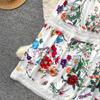 2026 New Floral Print Lace Patchwork Maxi Dress Women Elegant V Neck Long Sleeve White Casual Party Long Dresses Bohemian Robe