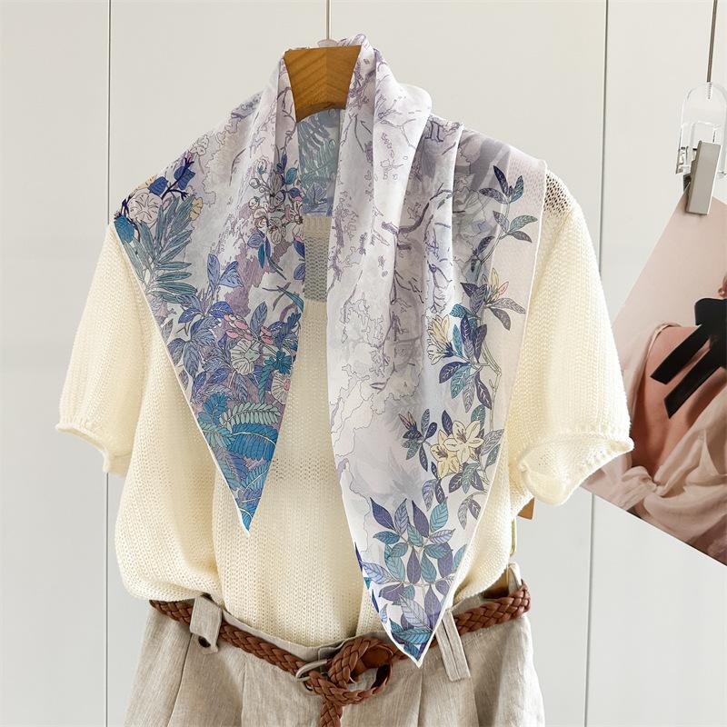 111 mulberry silk georgette 61 square scarf collection spring and autumn women's gift retro high-end silk scarf scarf