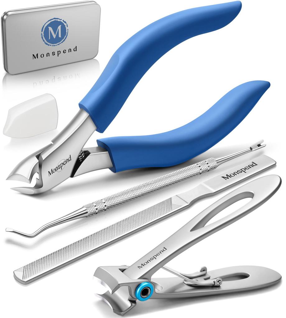 Monspend Nail Clippers and for Hands and Popular In Suitable for Thick Deformed Ingrown and Foot Suitable for Seniors and Stainless Unisex Includes