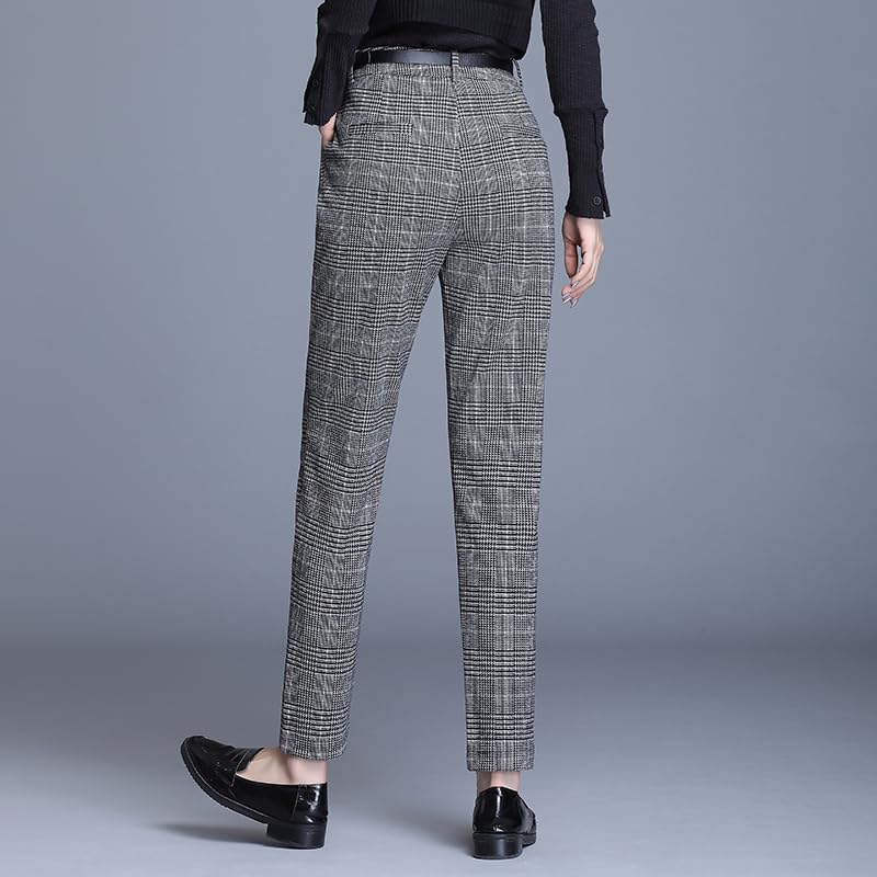 Syvent Tapered Check Tight Perfect for Plus Long 12F643 Women's Pants, Fit, Commuting, Casual, Sizes, Stylish, Figure-Flattering, Pants,