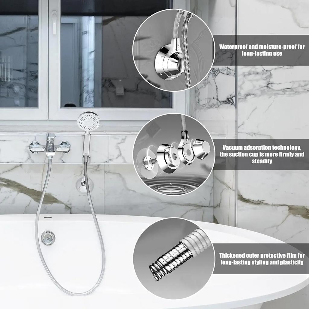 Suction Cup Shower Holder Adjustable Shower Head Holder Nozzle Handheld Holder Punch-Free Multi Angle Rotation Shower Bracket