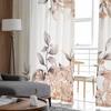 Cortinas de Tule com Folhas em Aquarela com Padrão Persa para Quarto Cortinas de Decoração de Casa de Luxo na Sala de Estar Painéis de Chiffon