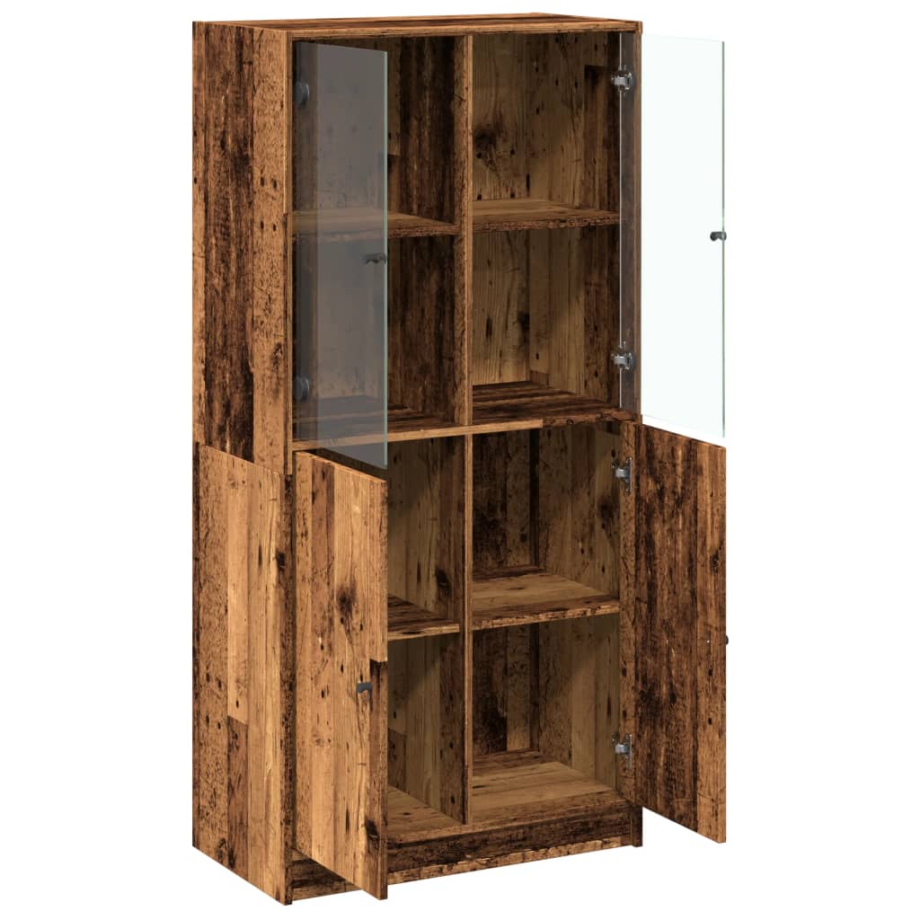 Highboard with Doors Rustic Wood Look 68 x 37 x 142 cm Engineered Wood