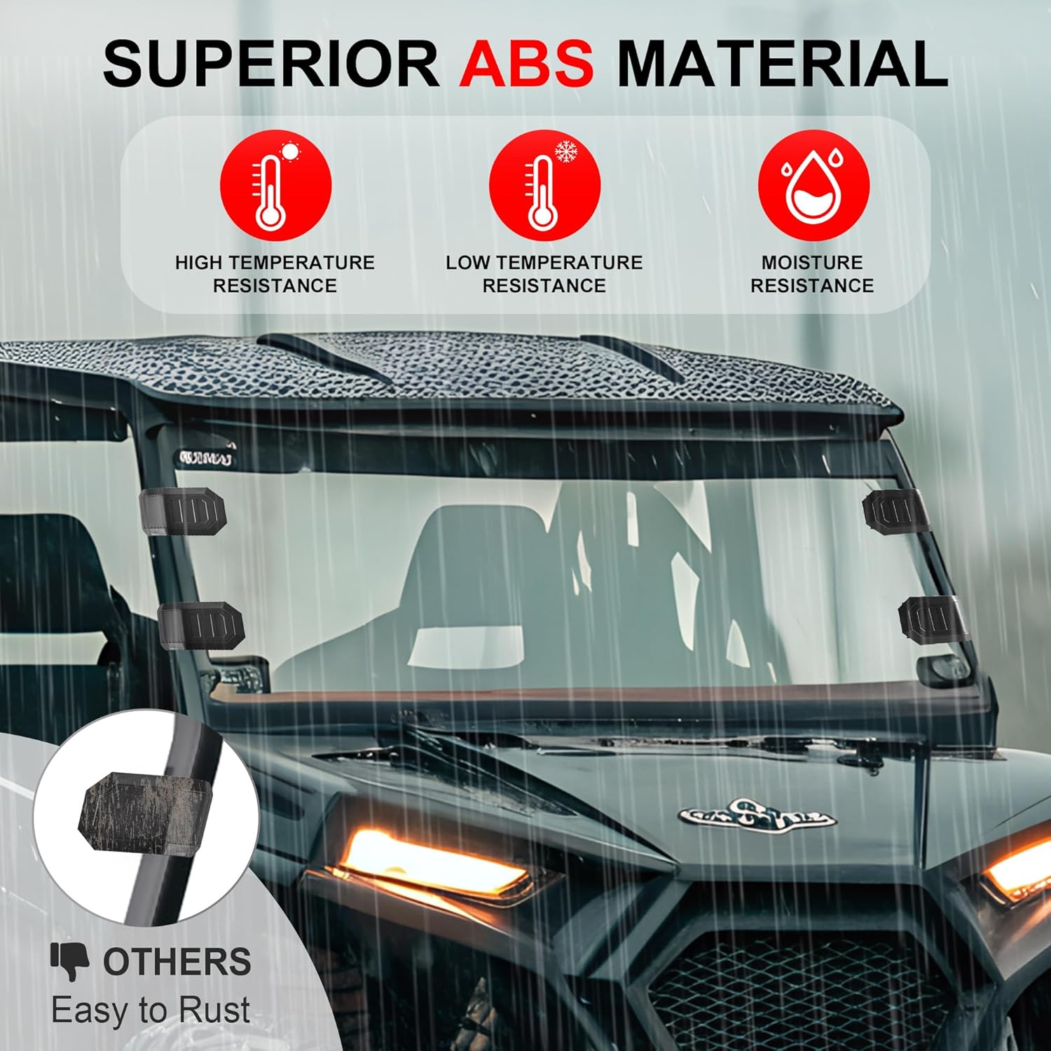 

UTV Windshield Adjustable Mounting Clamp Kit Windshield Fixed Clamps Straps Compatible with Polaris Ranger RZR, Commander Defender X3 Maverick,