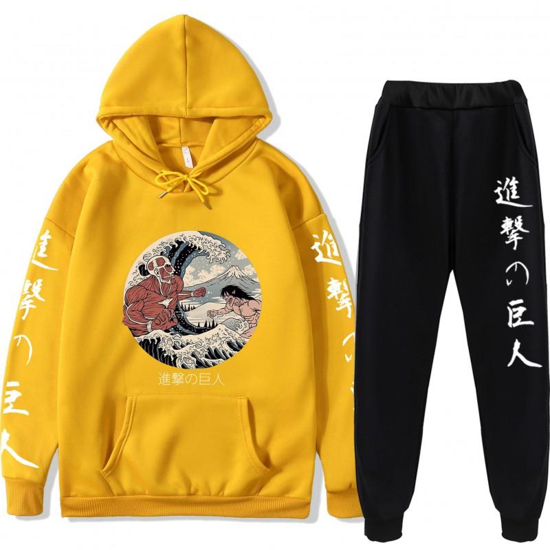 Attack On Titan Anime Hoodie Set Teen Casual Sweatshirt Top Pants