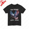 250 Ans 1776 À 2026 Le Pygargue à tête blanche et le Drapeau des États-Unis T-shirt Unisexe Patriotique en Coton avec Graphique Col Rond Imprimé T-shirt Unisexe pour Femme
