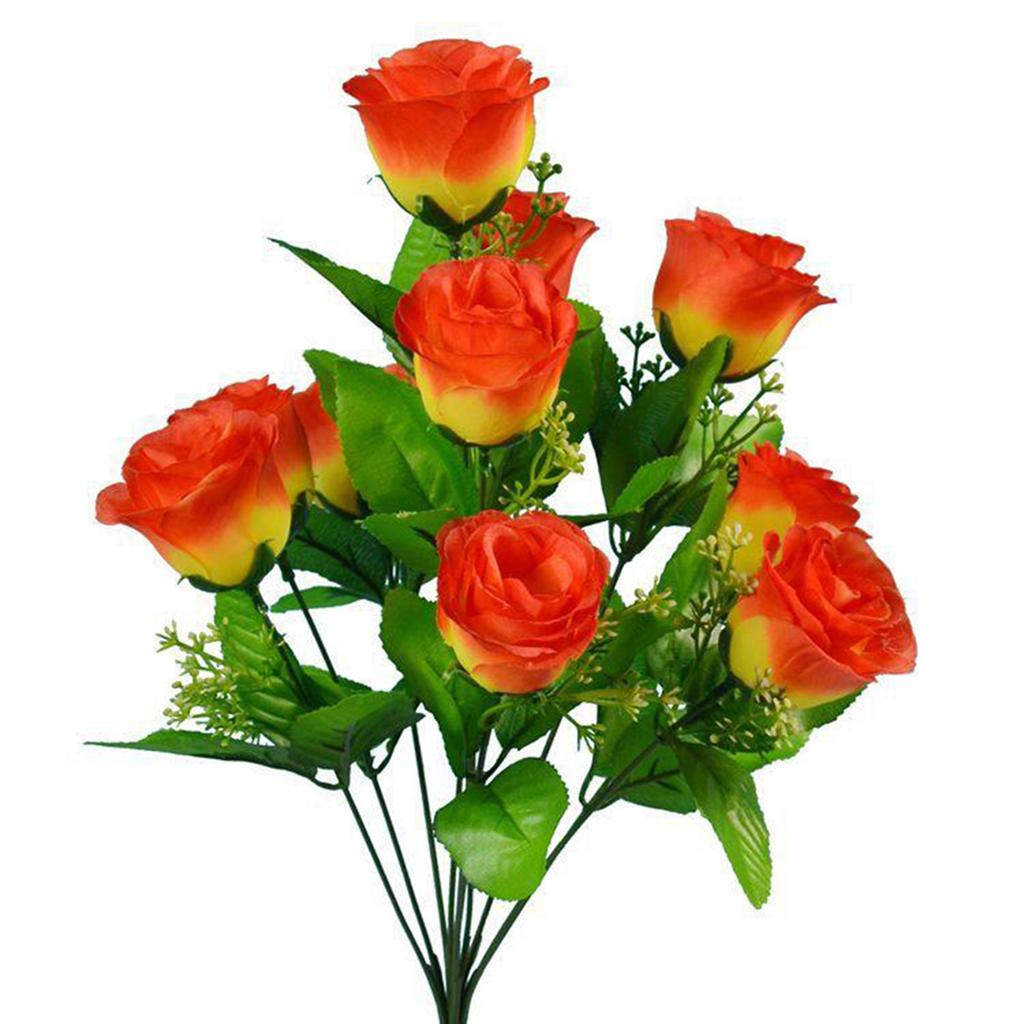 Graceful 10 Heads Fake Rose Bud Bunch for Wedding and Garden Decor
