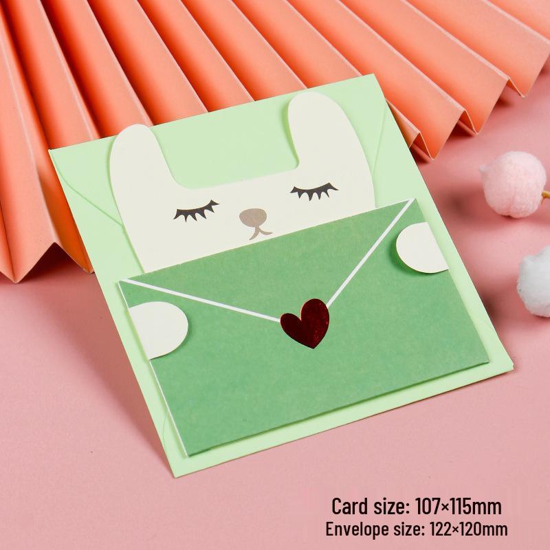 Deluxe Mini Birthday Card with Cute Cartoon Animals and Handwritten Blessings