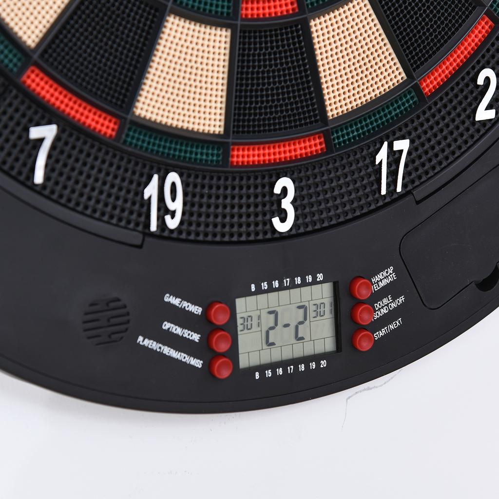 Electronic Dartboard with Voice Announcements English Voice LED Displays 6 Darts 26 Games 185 Variants Dart Machine with Door Dartboard Set for up to