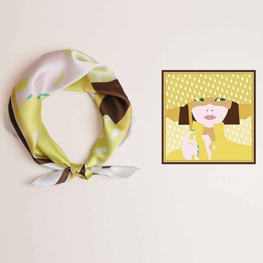 53*53cm Moteskjerf dame simulert silke firkantskjerf pannebånd