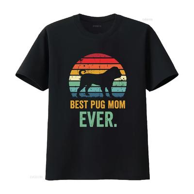 Best Pug Mom T Shirt Love Pugs Lover Dog Pet Owner Vintage Washed Versatile Fashion Casual Stylish Soft Graphic Breathable