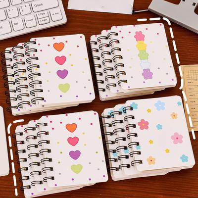 2Pcs Cartoon Coil Notebook Mini A7 Portable Spiral Memo Pad for Students Cute Flower Notebook for Journaling School Travel
