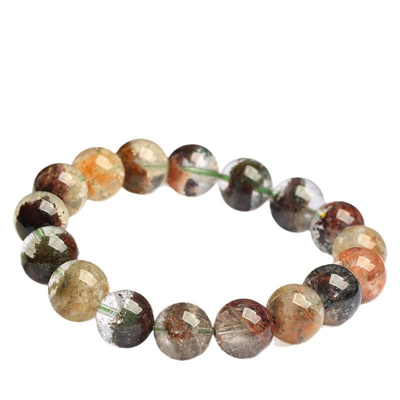 Hongchu Crystal Natural Old Mine Four Seasons Phantom Round Bead Bracelet Colorful Phantom Old Mine Bracelet