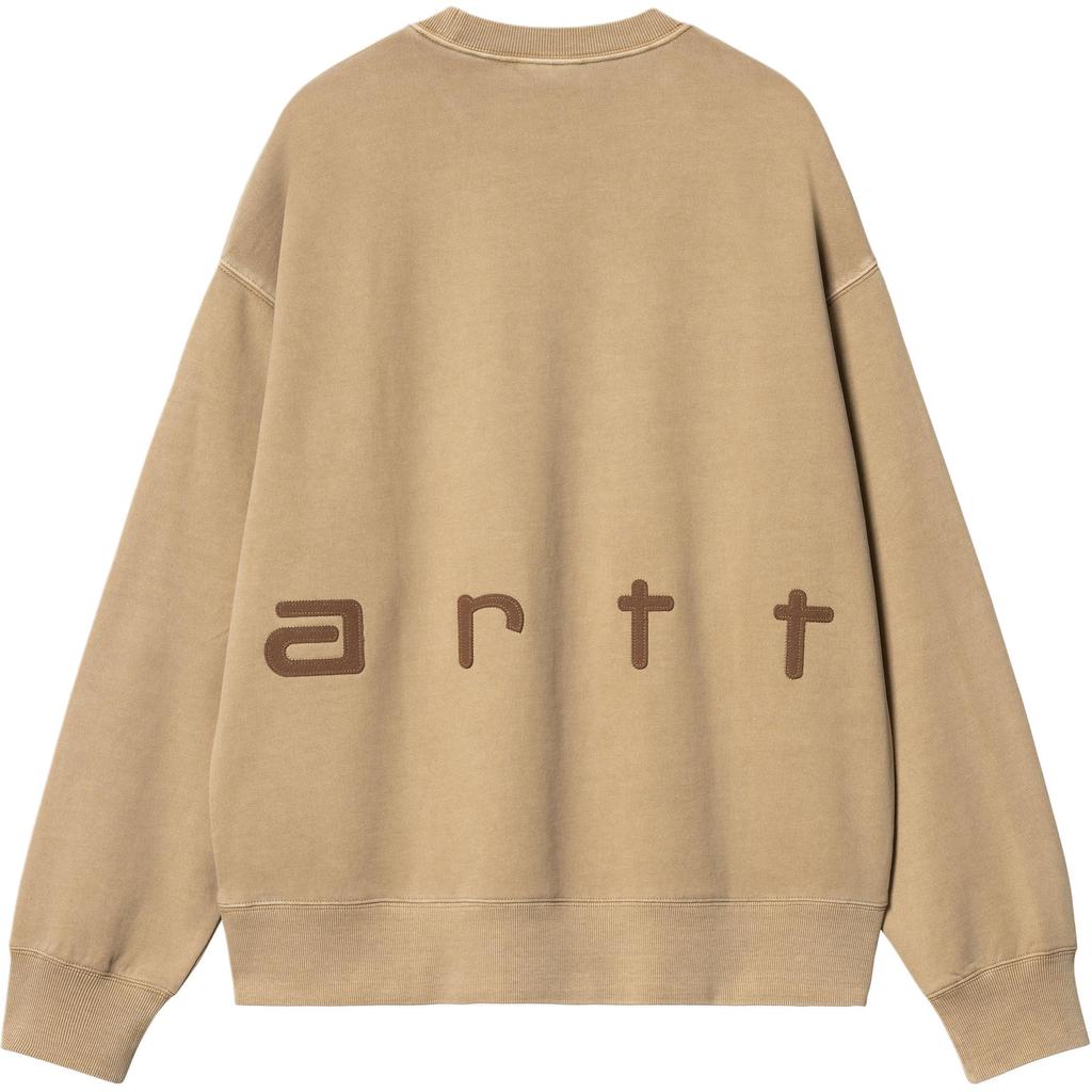 Carhartt WIP FW24 Felt Script Sweat Loose Fit Long Sleeve Crewneck Sweatshirt Men Sweatshirts Khaki I034041-2J8-GD