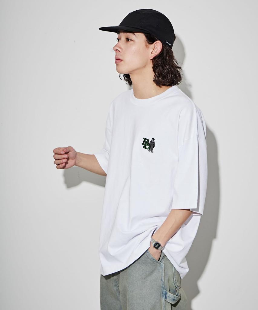 WEGO Ben Davis Short Long Street Oversized Loose Sizes Short White Men's Custom-Made T-Shirt, Sleeve, Sleeve, One-Point Embroidery, Style, Silhouette,