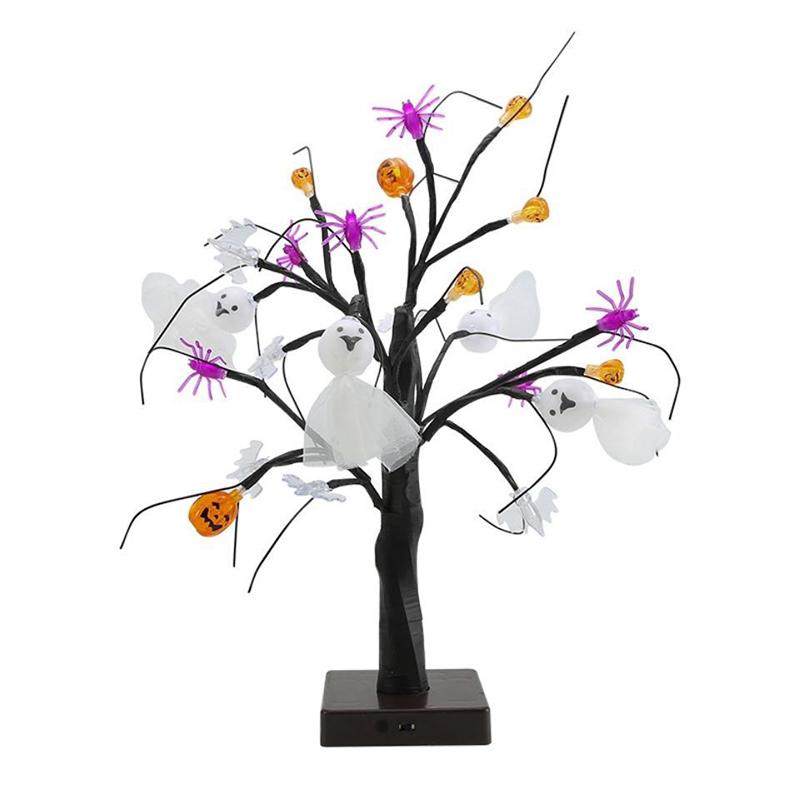 

Black Halloween Tree Light, 20 Led Lanterns, Festival Pumpkin Spider Birch Illuminating Ghost Tree, Battery Powered Desktop Lamp