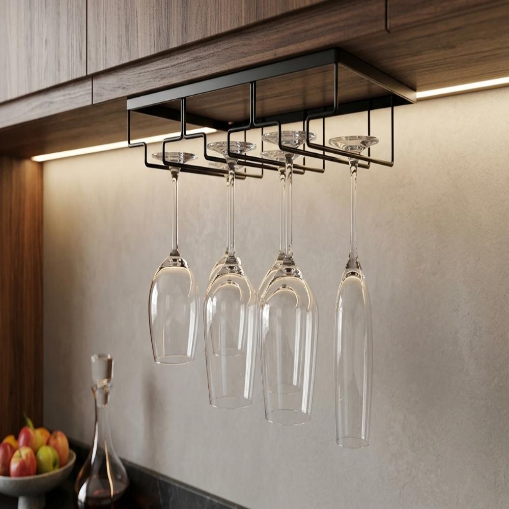 Under Cabinet Wine Rack 3 Rows Wine Hanger Table Decoration Wine Holder Bar