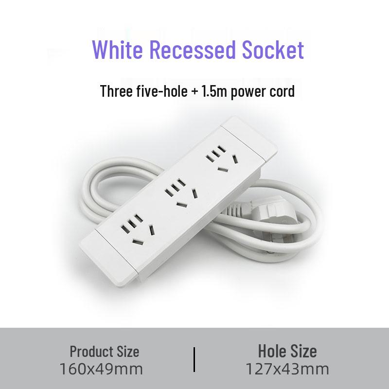 Embedded Desktop Power Strip with Extension Cord