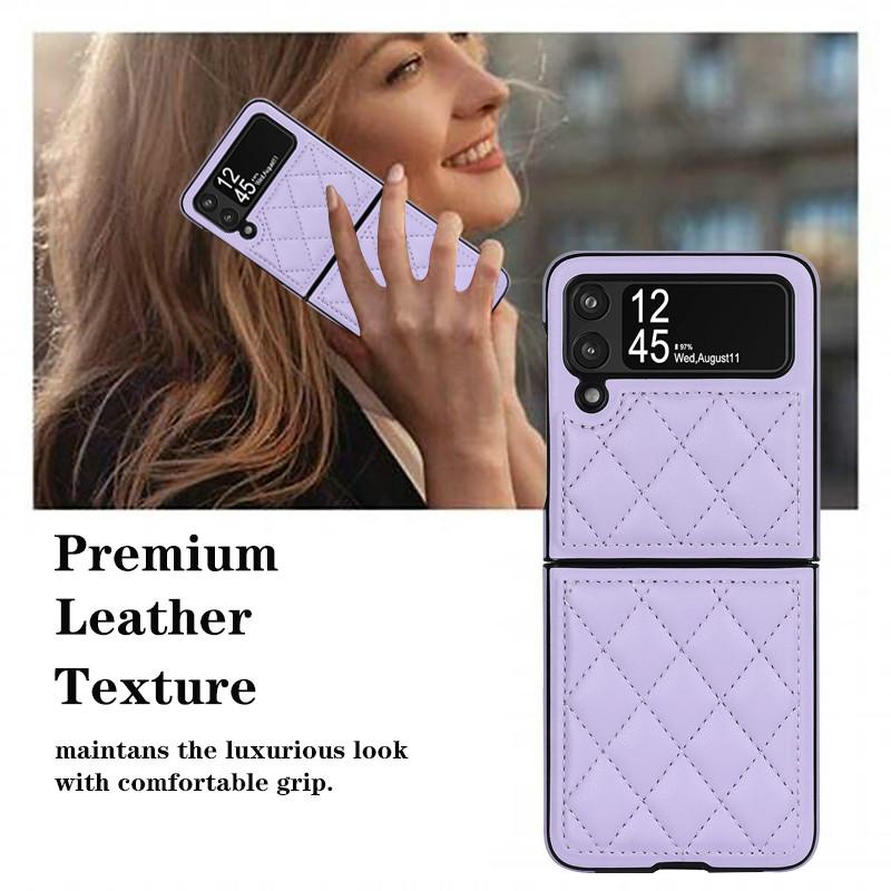 Luxury Brand Rhombic Lattice Phone Case for Samsung Galaxy Z Flip 3 Flip4 Silicone TPU Case Protection Shockproof Cover
