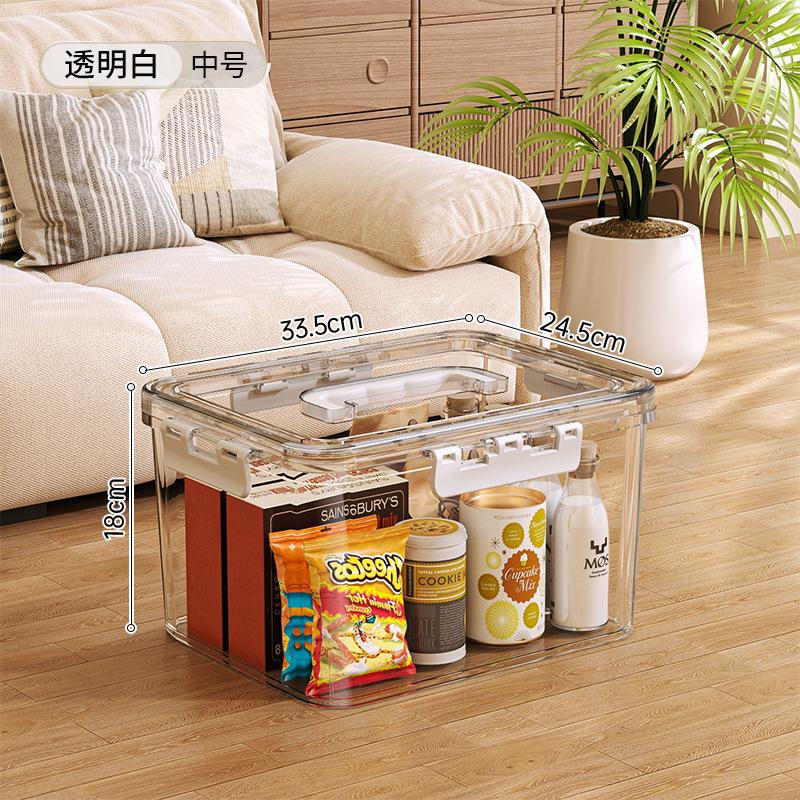Transparent storage box Household large-capacity portable transparent finishing clothes, toys, snacks storage box